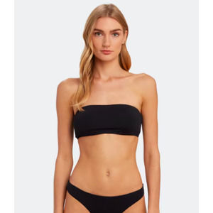 NEW Eberjey So Solid Summer Bikini Top Black Removable Straps Women's Size Large